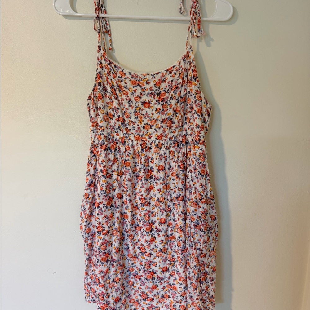 Altar'd State White Lined Floral dress with tie straps